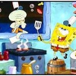 SpongeBob SquarePants making Krabby Patties